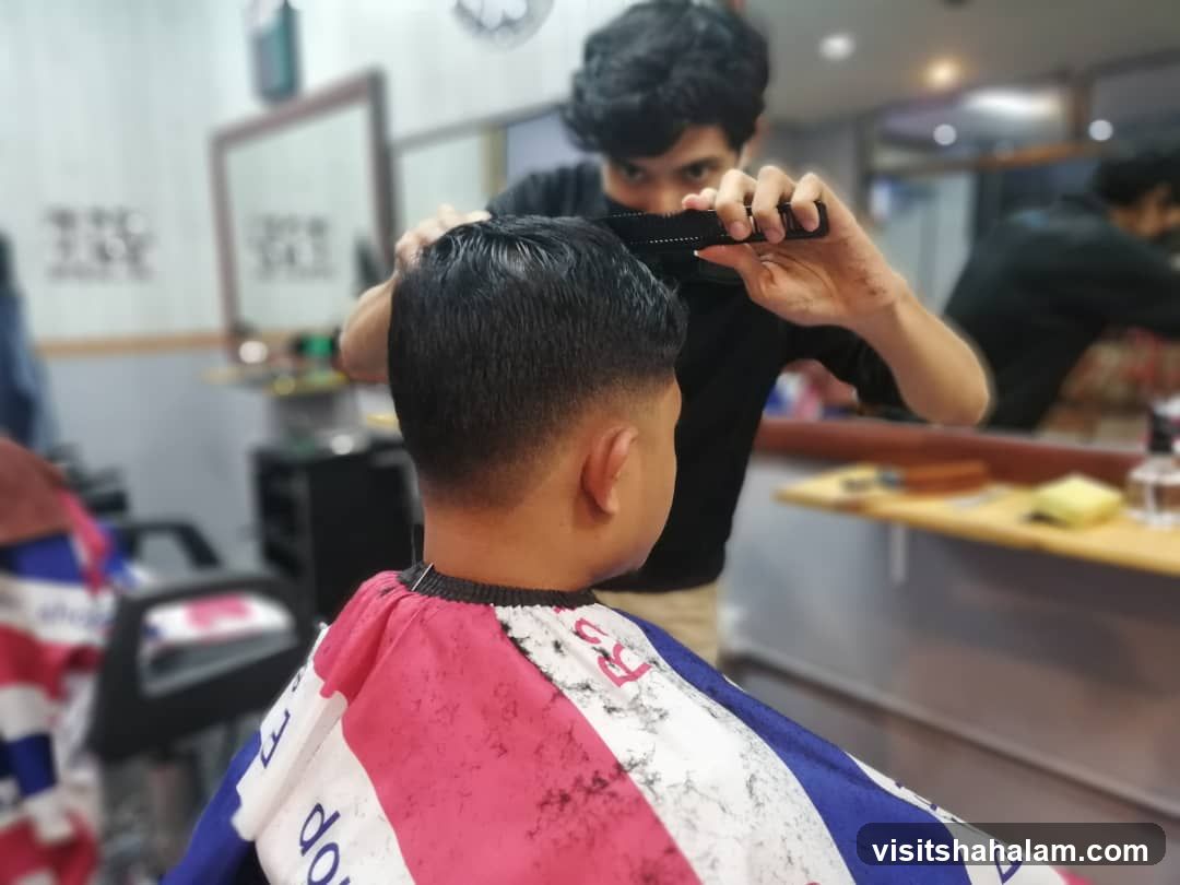 Barber cutting hair