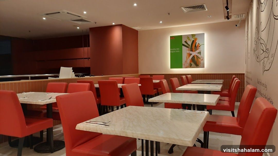 Restaurant Interior with Red Seating