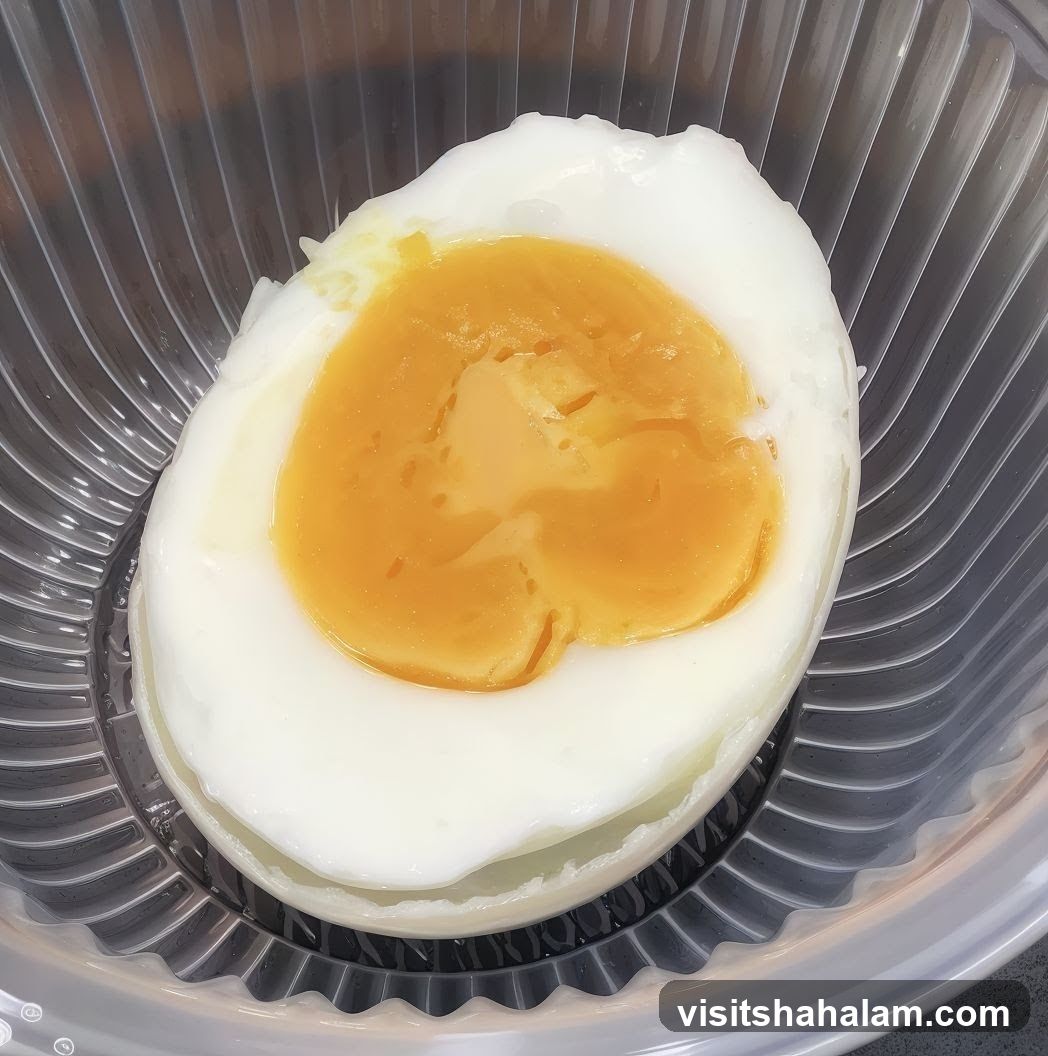 Soft-boiled egg in a container