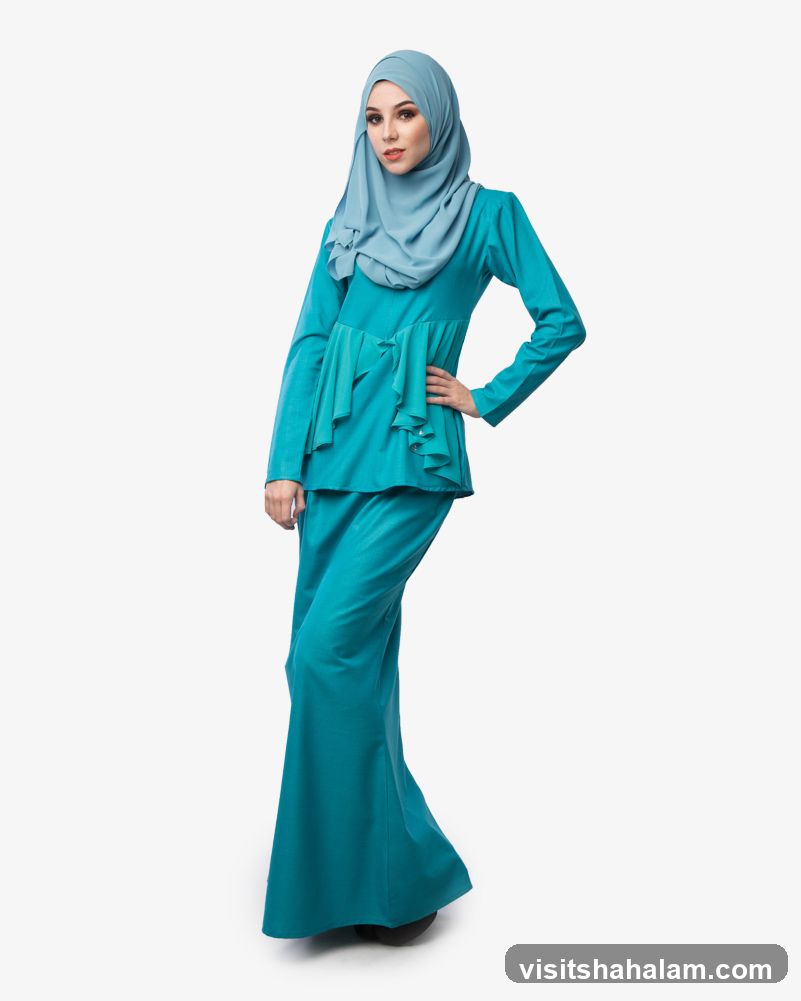 Woman in Teal Hijab and Outfit