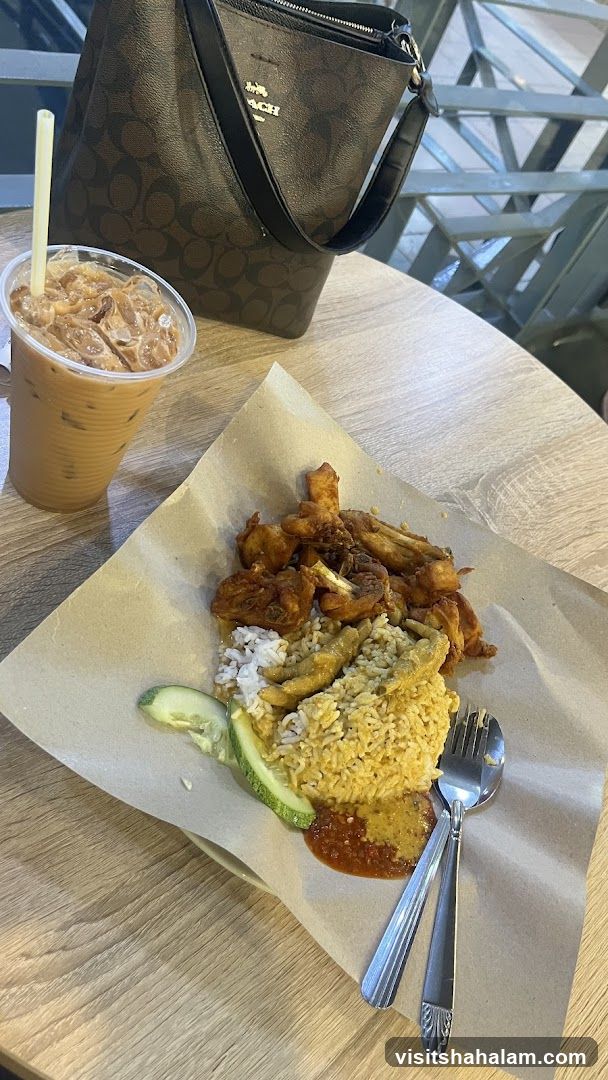 Fried Chicken Rice with Iced Coffee