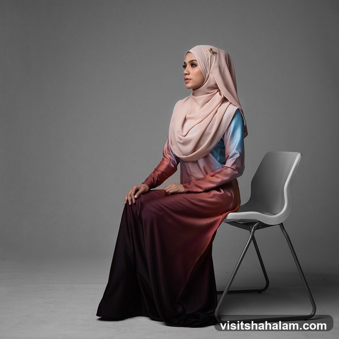 Woman in Hijab and Gradient Dress