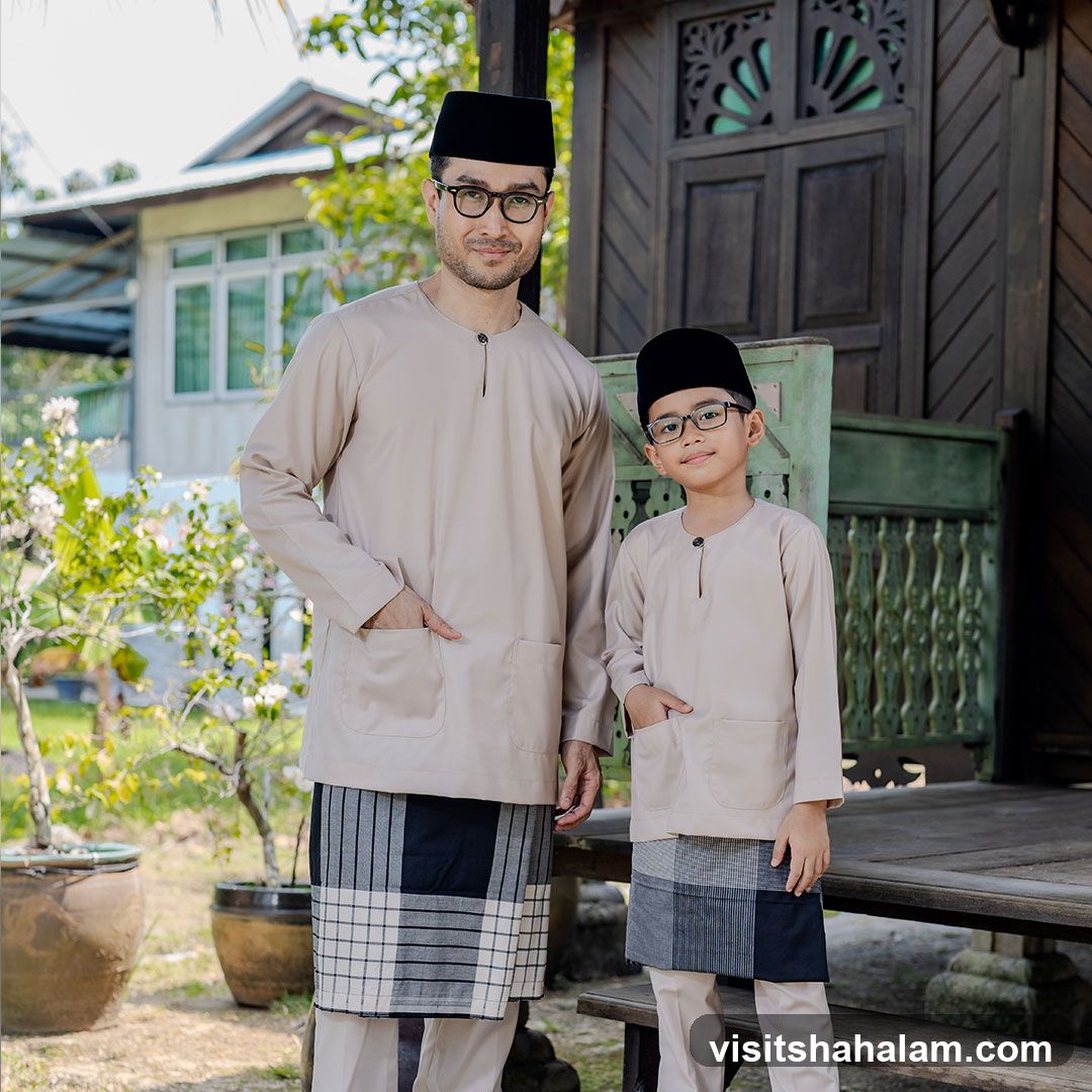 Father and Son in Traditional Attire
