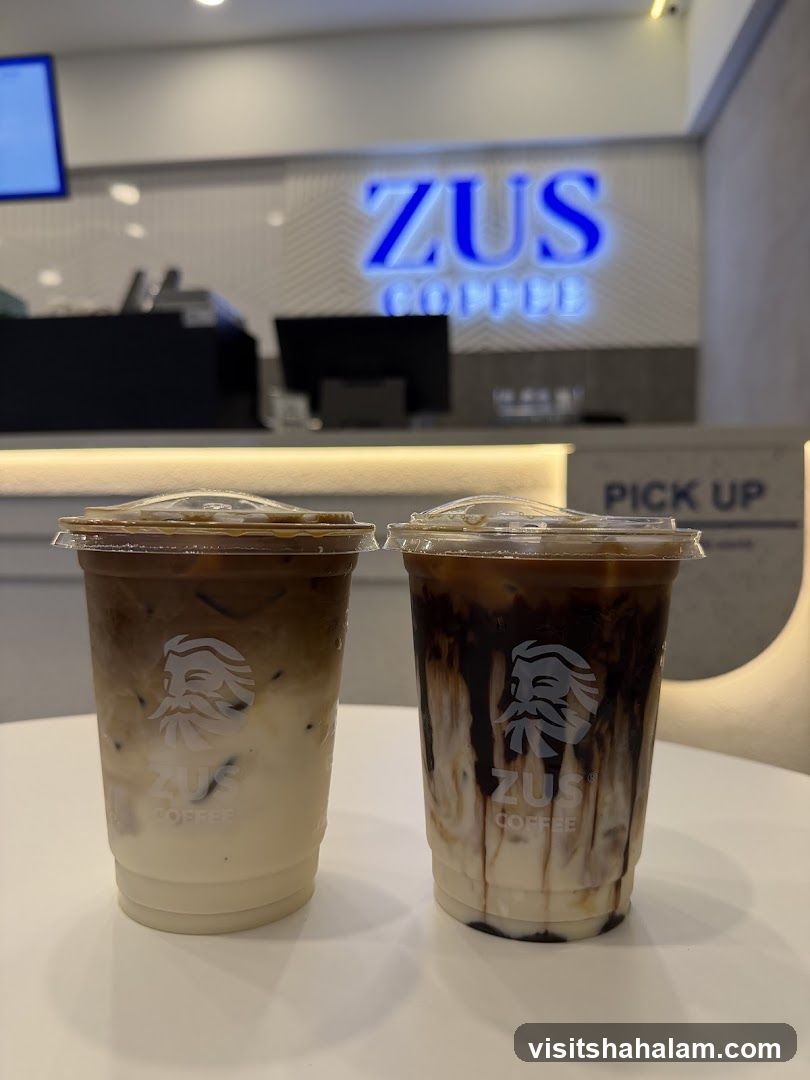 Two Iced Coffee Drinks at Zus Coffee