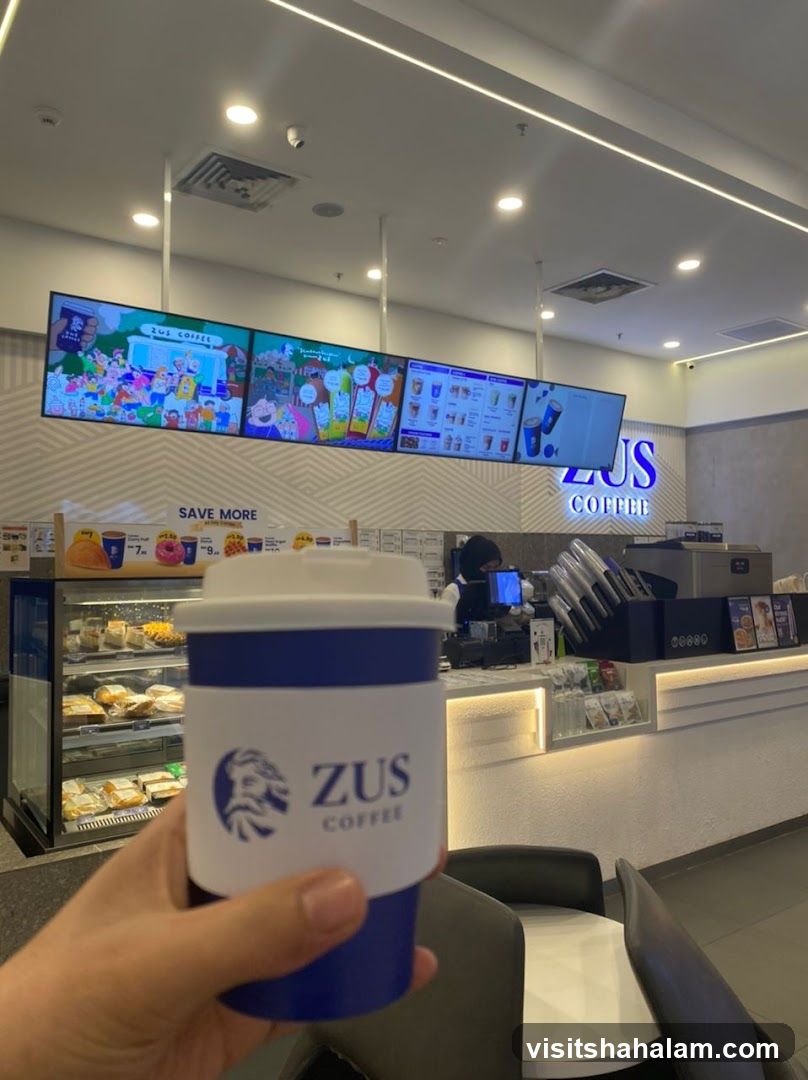 Coffee Shop Interior with Menu Screens