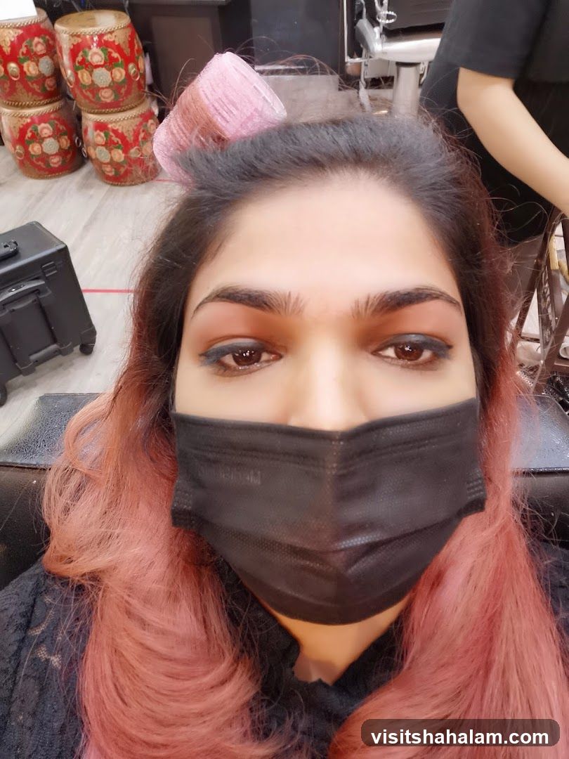 Woman with Pink Hair and Mask