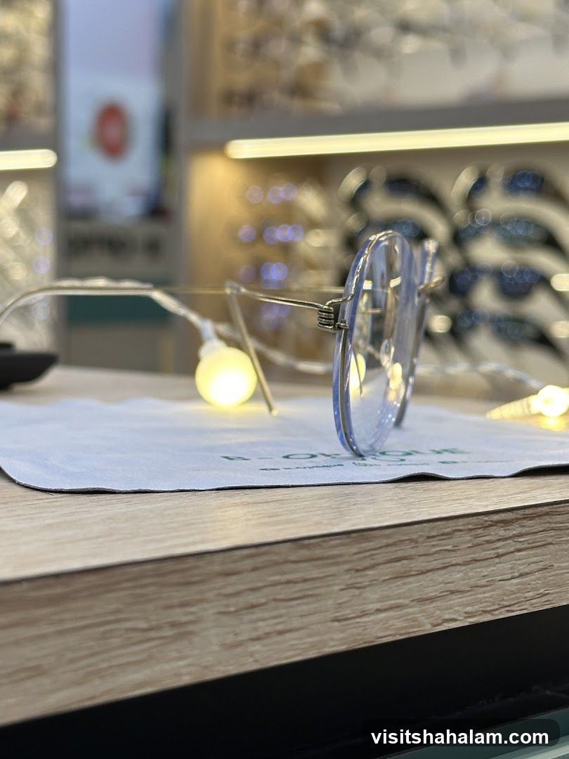 Eyeglasses on a cleaning cloth