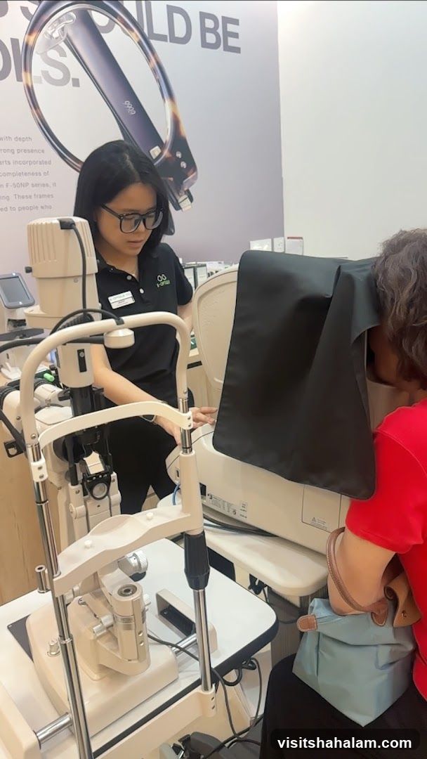 Optometrist examining a patient