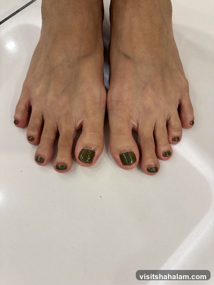 Toes with Green Nail Polish