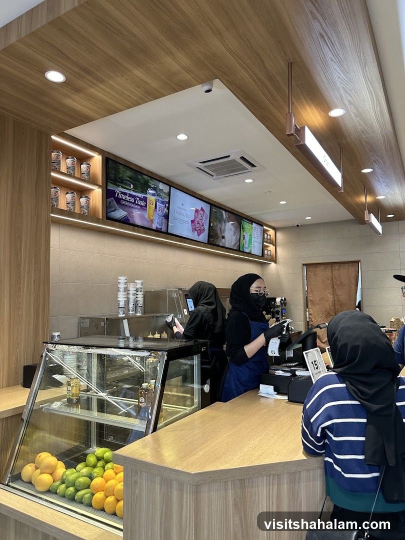 Cafe Counter with Staff and Customers