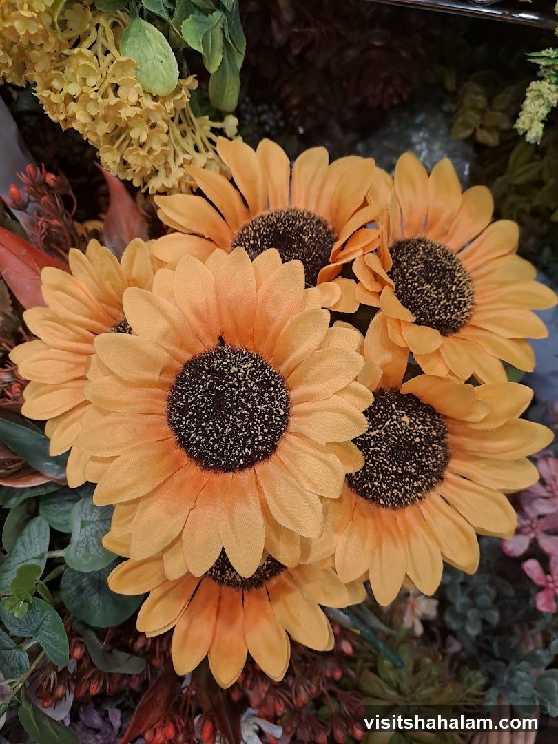 Artificial Sunflowers and Foliage