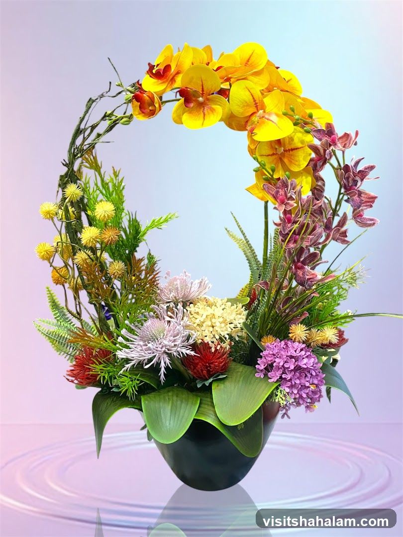 Orchid and Mixed Flower Arrangement