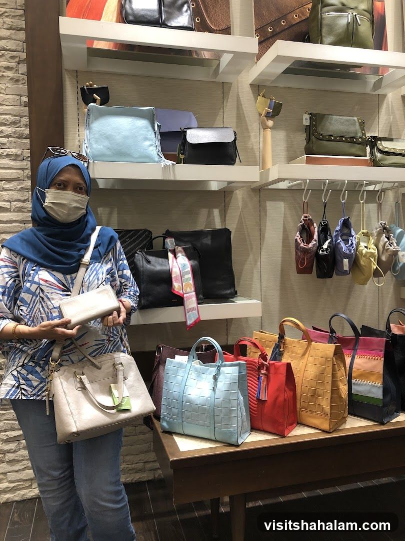Woman in a store with handbags