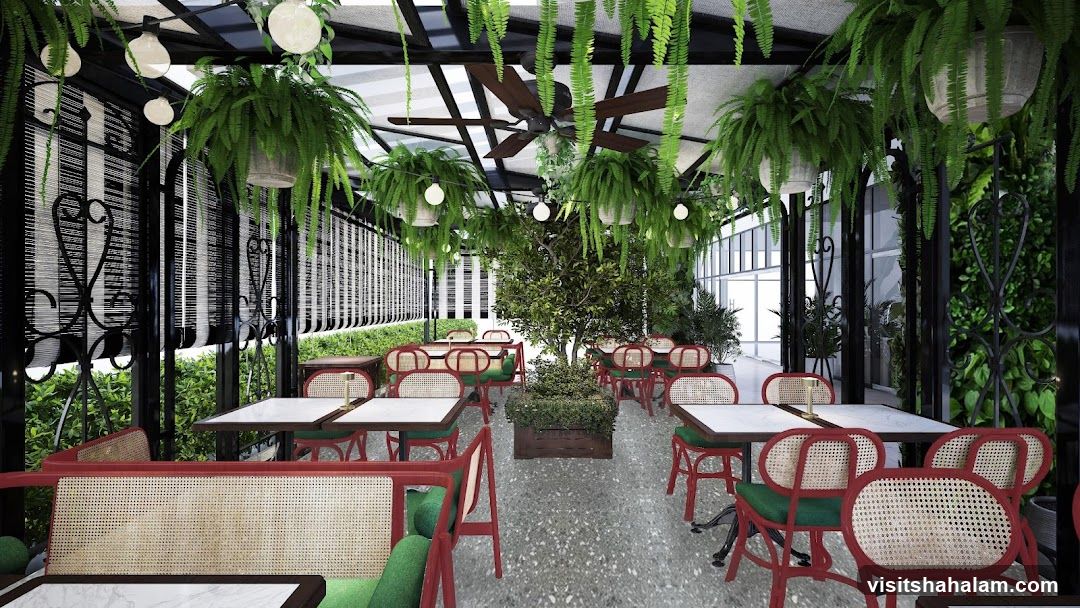 Restaurant Interior with Lush Greenery
