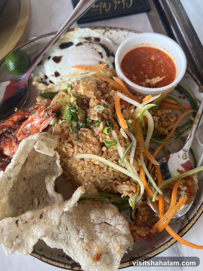 Nasi Goreng with Fried Egg and Prawns