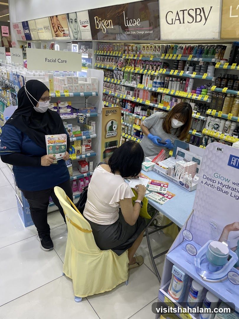 Cosmetics aisle with promotional display