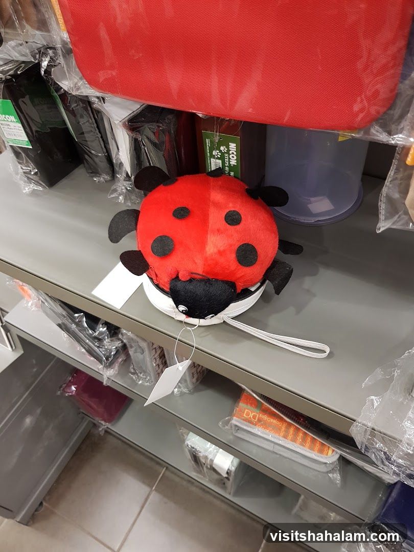 Ladybug coin purse on shelf