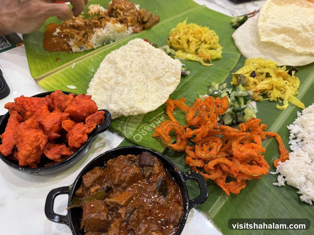 Indian Meal on Banana Leaf