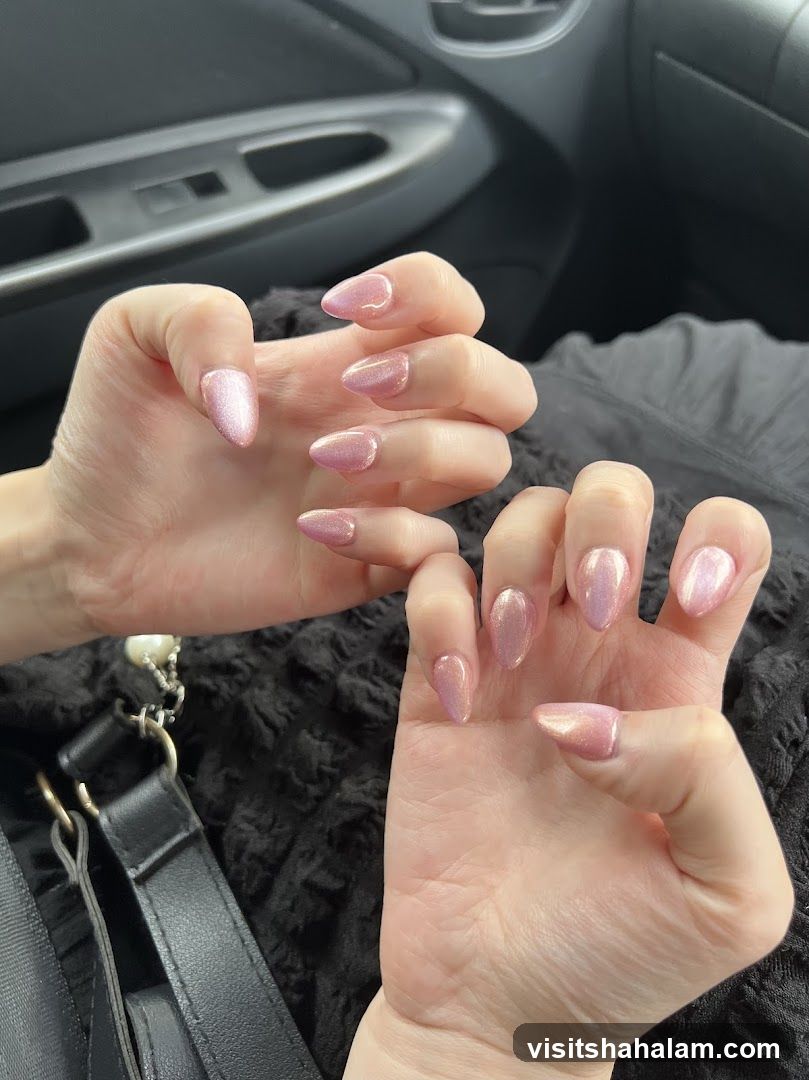 Pink Shimmer Nails