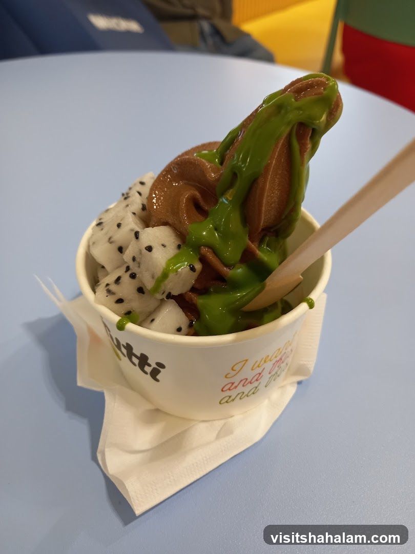 Chocolate and Matcha Soft Serve with Dragon Fruit