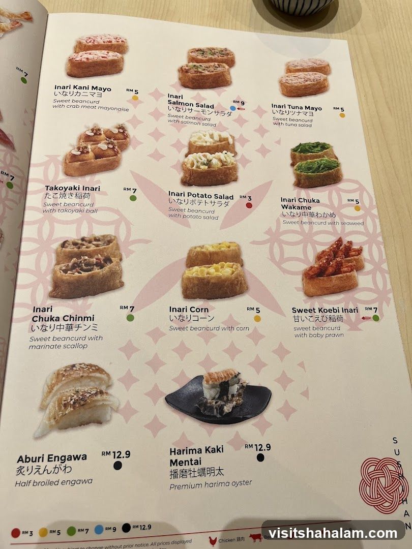 Inari Sushi Menu