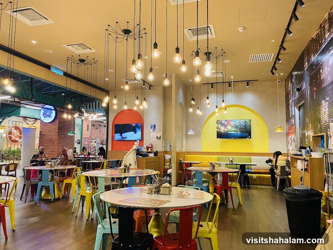 Restaurant Interior with Colorful Chairs