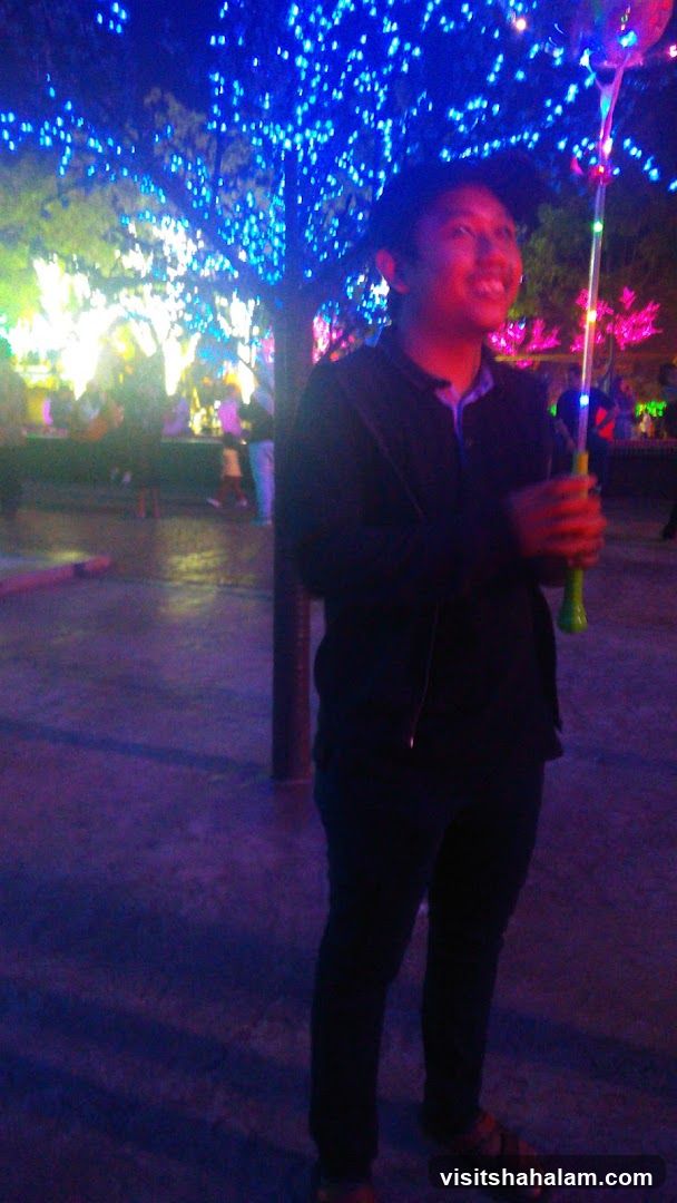 Person holding a light-up toy at night
