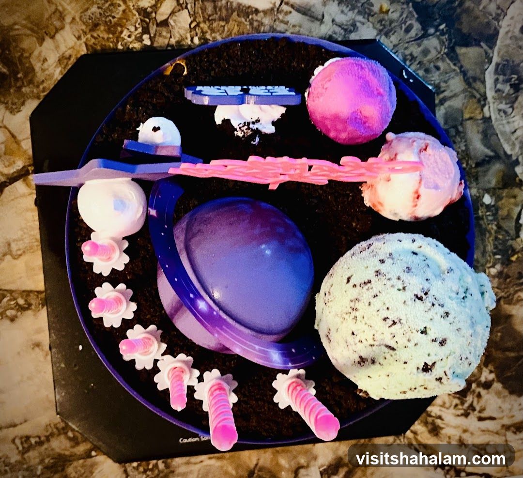 Space-themed ice cream dessert