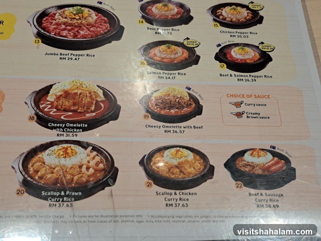 Pepper Rice and Curry Rice Menu