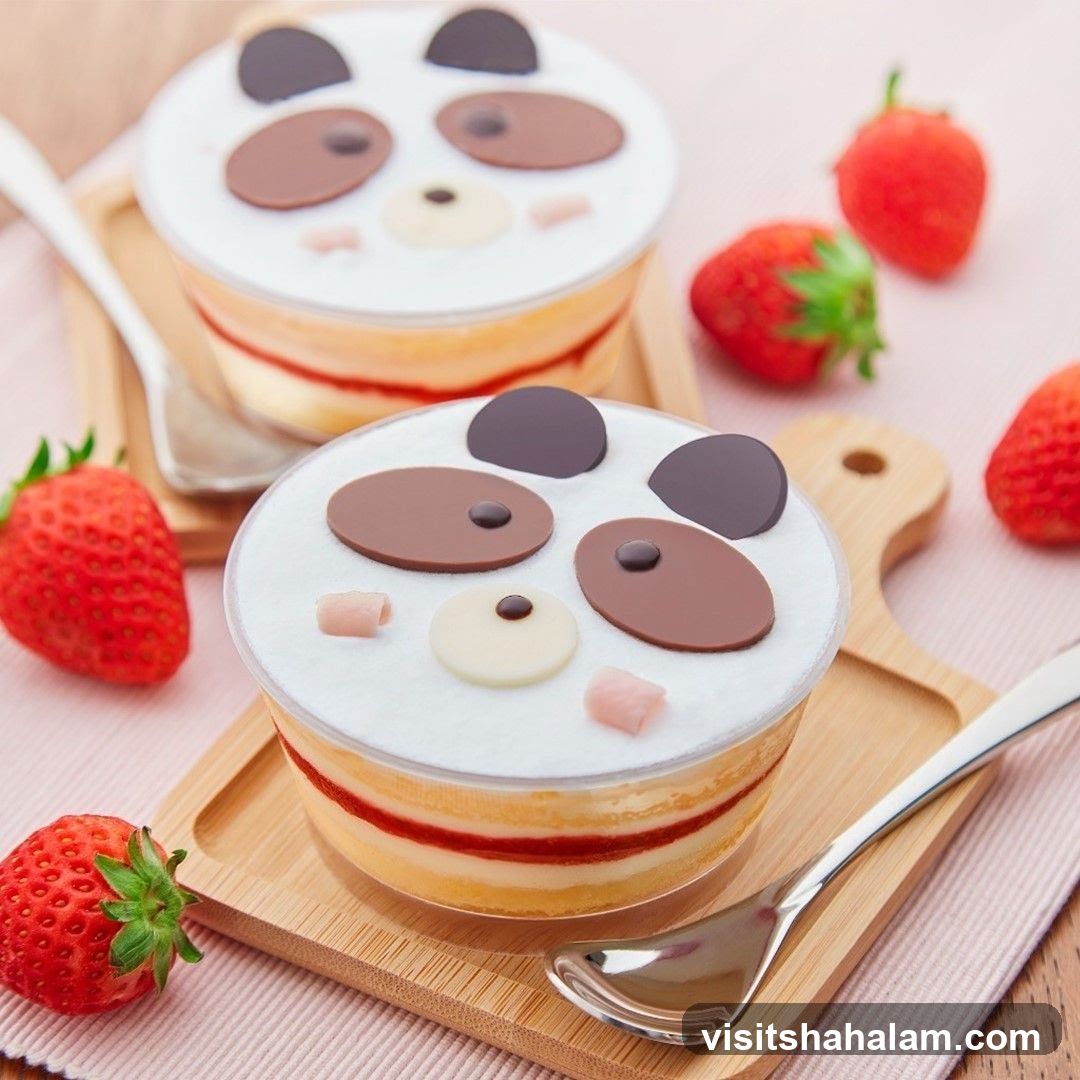 Panda Cakes with Strawberries