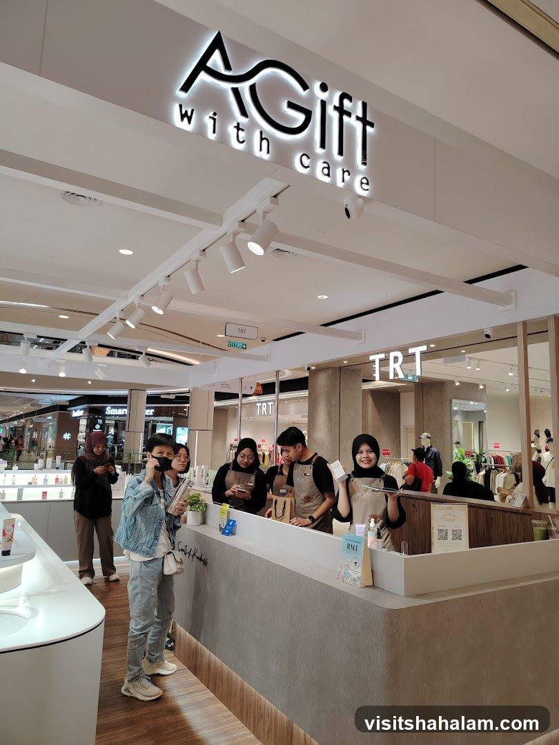 Gift shop counter with staff