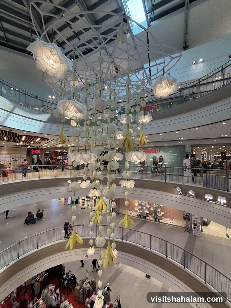 Mall Interior with Floral Chandelier