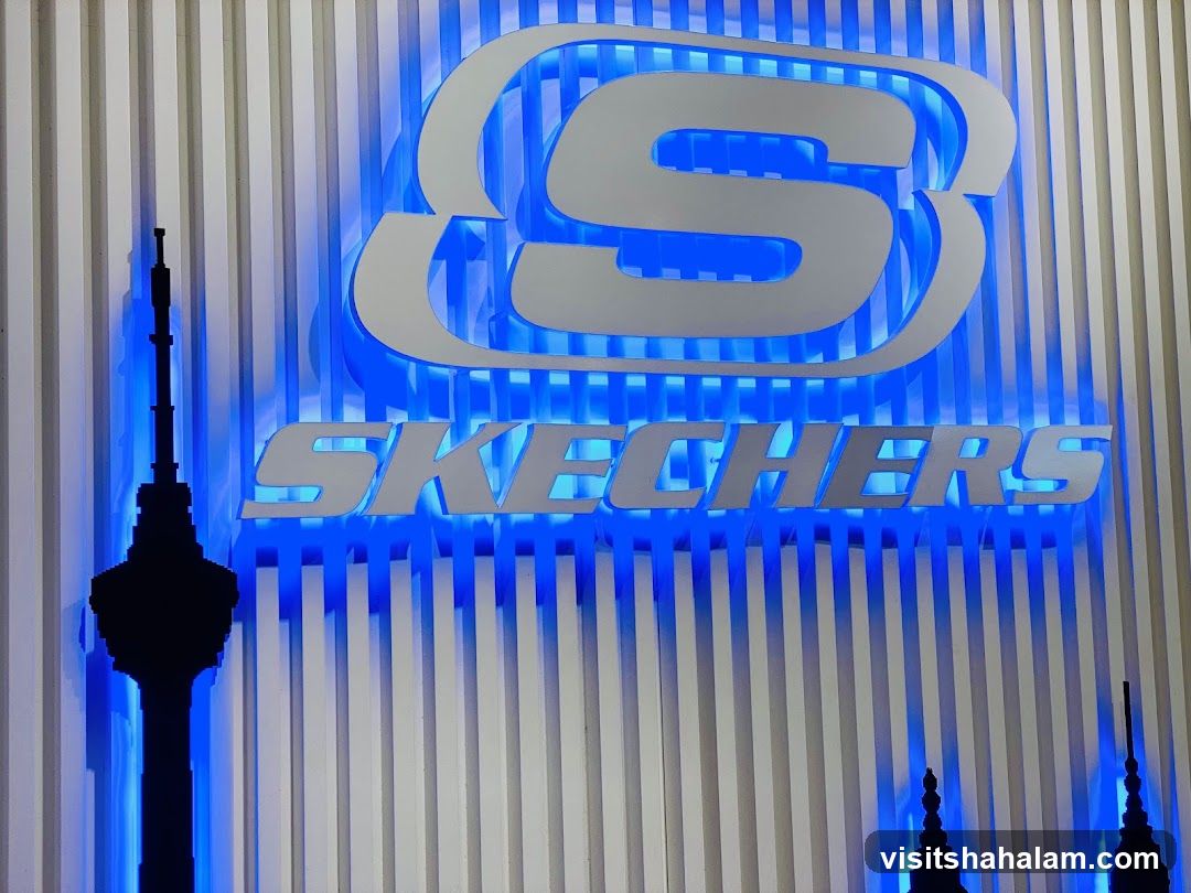 Skechers Logo with City Skyline Silhouette