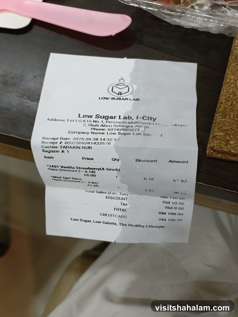 Receipt from Low Sugar Lab