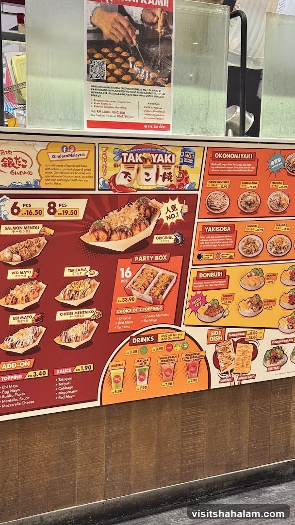 Gindaco Malaysia Menu