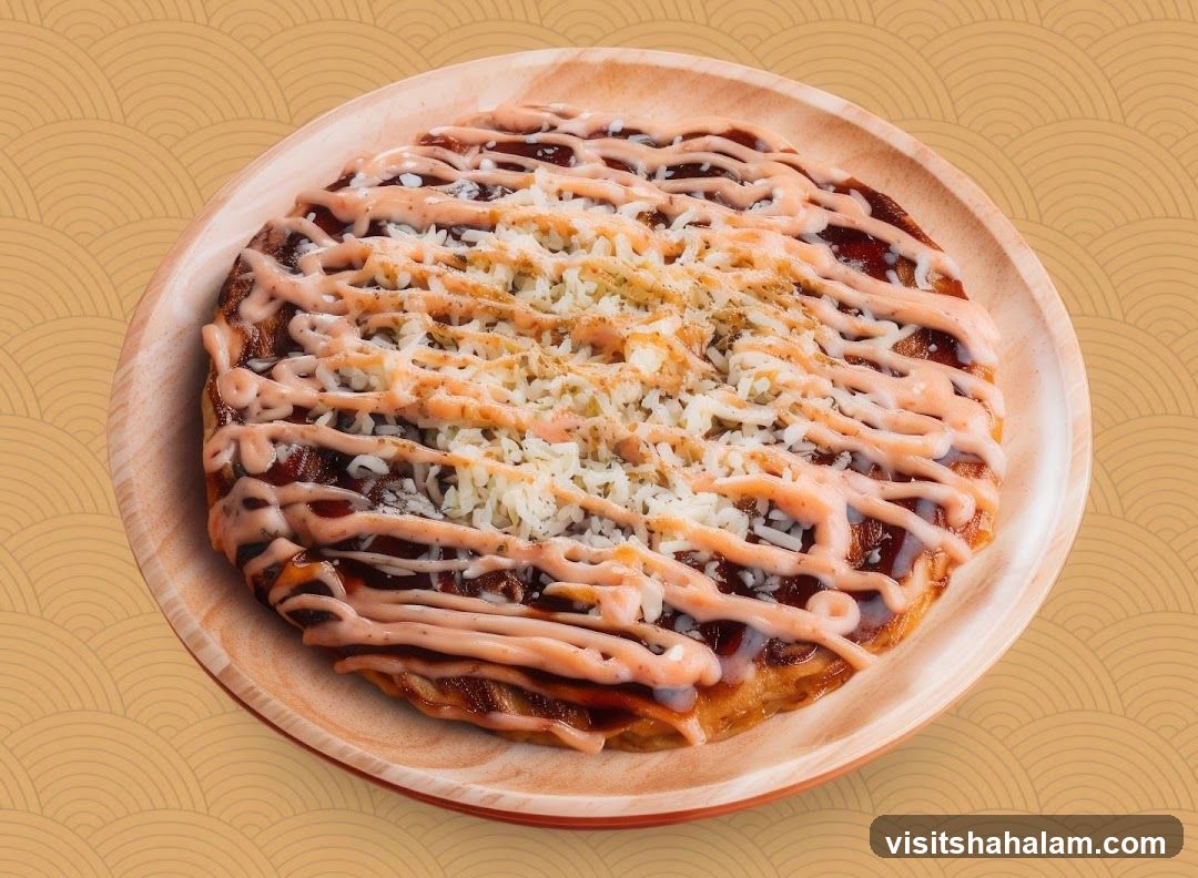 Okonomiyaki with Cheese and Sauce