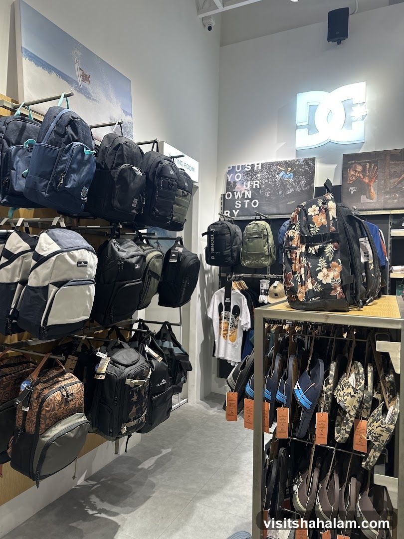 Backpacks and footwear display