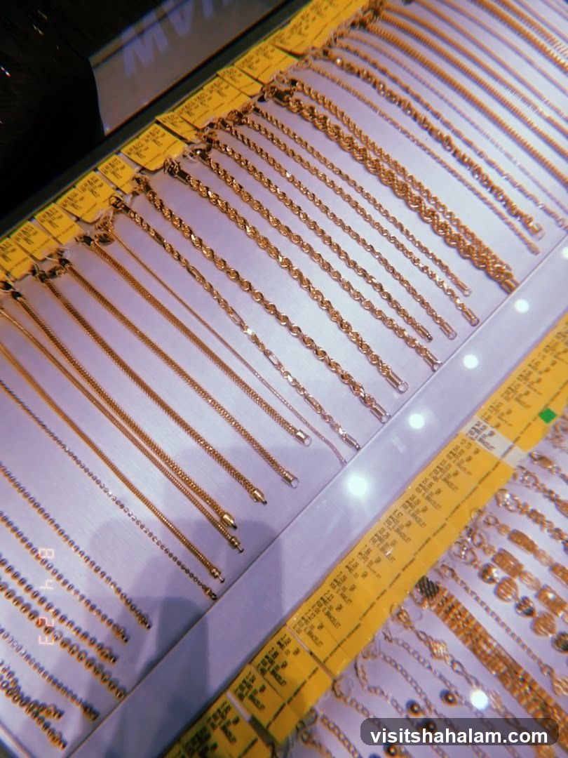 Gold Necklaces and Bracelets Display