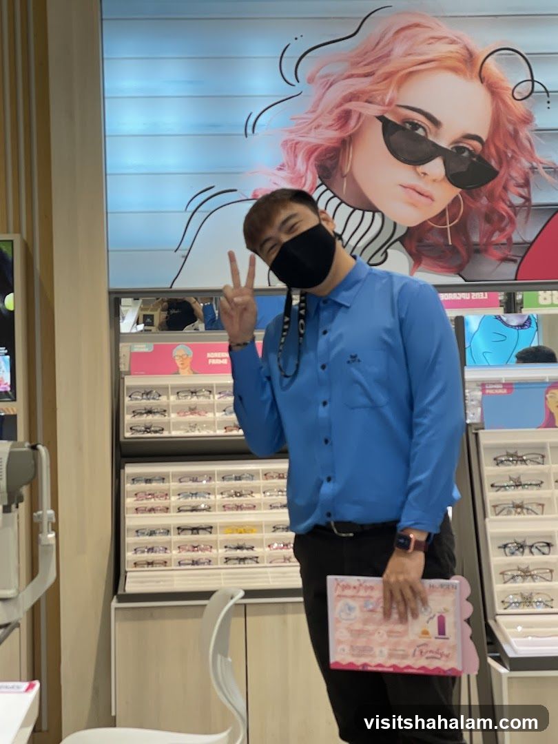 Man Posing in Eyewear Store