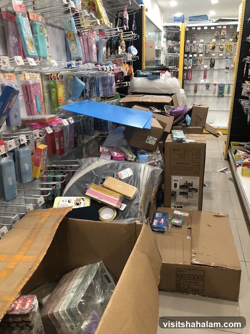Messy retail store with merchandise