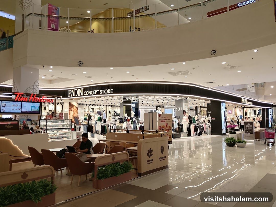 Mall Interior with Stores and Cafe