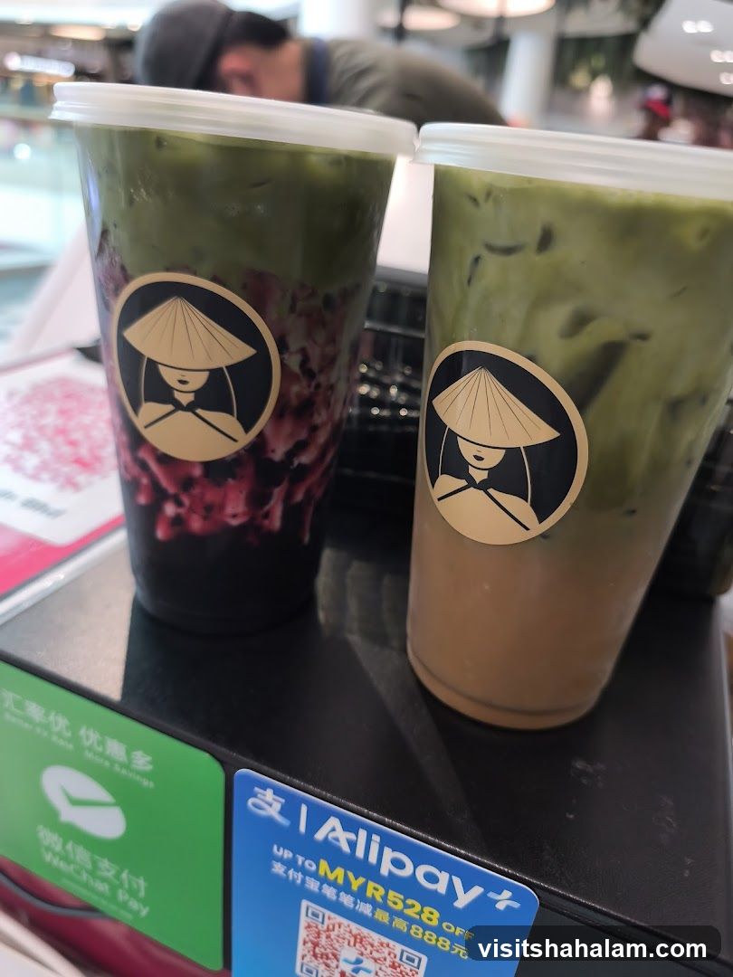 Two drinks with logo