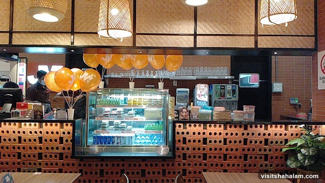 Restaurant Counter with Display Case and Balloons