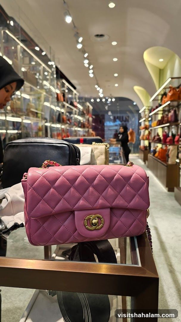 Pink Quilted Handbag in Store