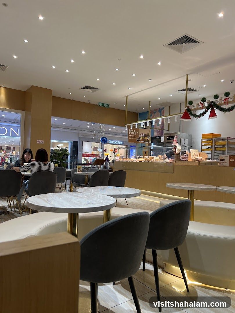 Cafe Interior with Seating and Display Counter