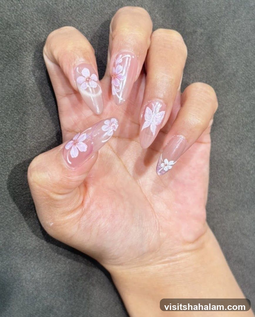 Nail Art with Floral Design
