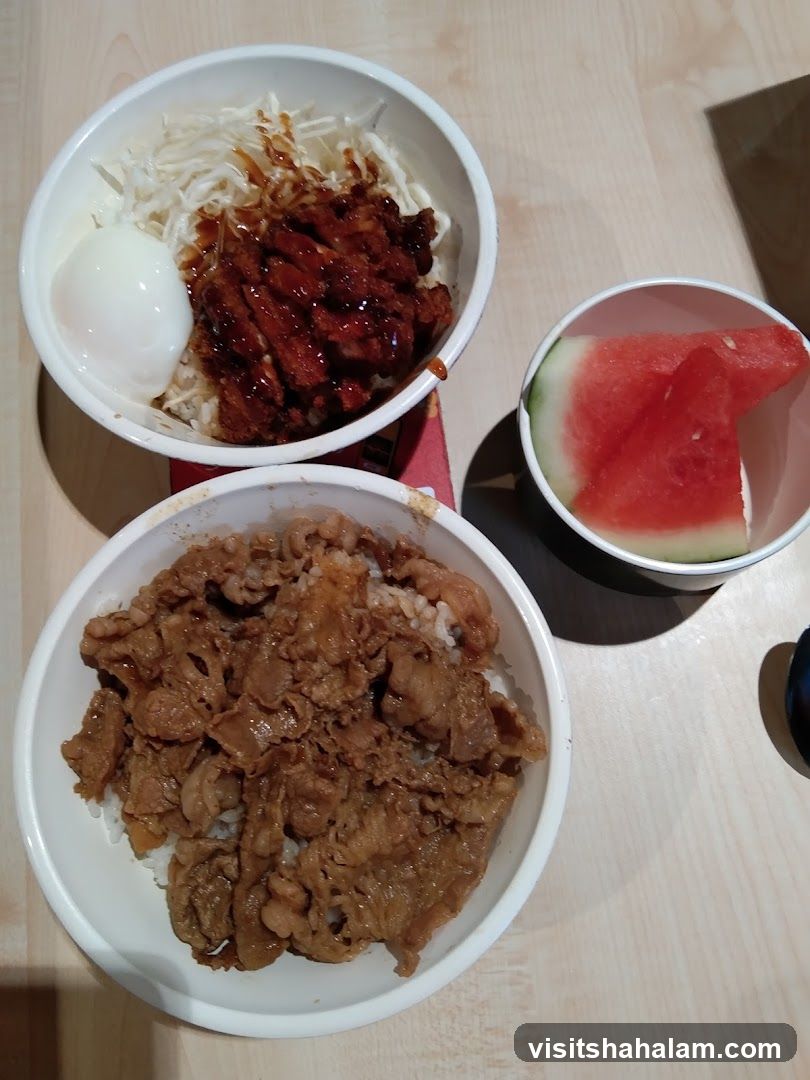 Japanese Rice Bowls and Watermelon