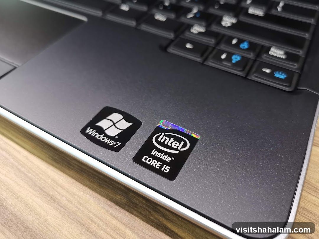 Laptop with Windows 7 and Intel Core i5 stickers