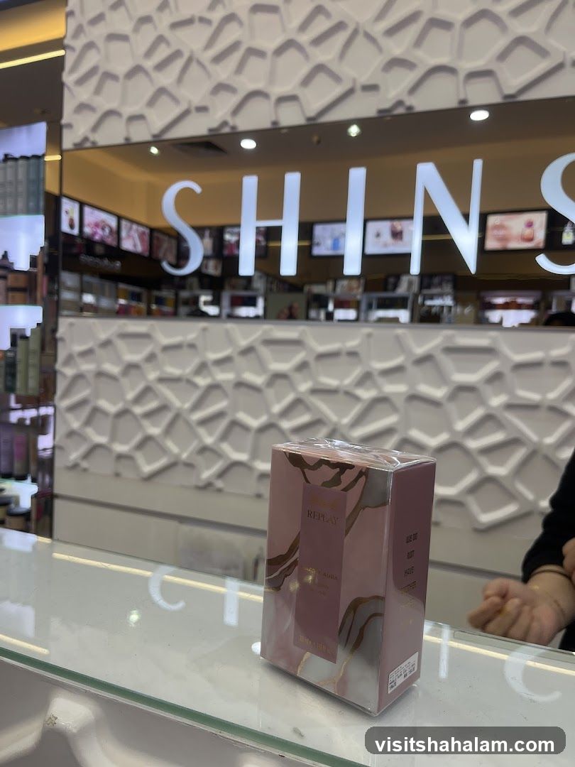 Perfume box on counter