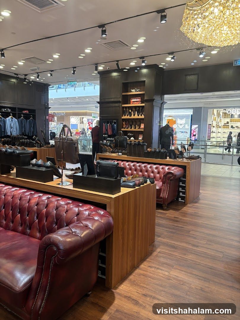 Store Interior with Leather Sofas and Display Shelves